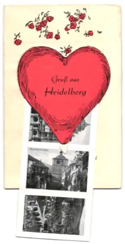 Leporello-AK Heidelberg, Schlosshof, Rupprechtsbau, Der Ritter