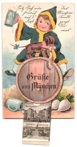 Leporello-AK München, Karlstor, Frauenkirche, Siegestor, Münchner Kindl