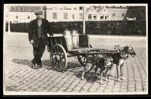 AK Ostende, Le Laitier, Hundegespann