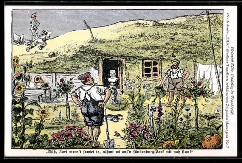 Künstler-AK Heinrich Zille: Süh, Korl wenn`t sowiet is, nähmt wi uns`n Hindenburg-Park mit nah Hus!