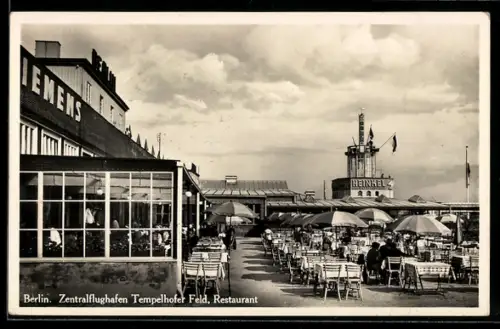 AK Berlin-Tempelhof, Zentralflughafen, Restaurant
