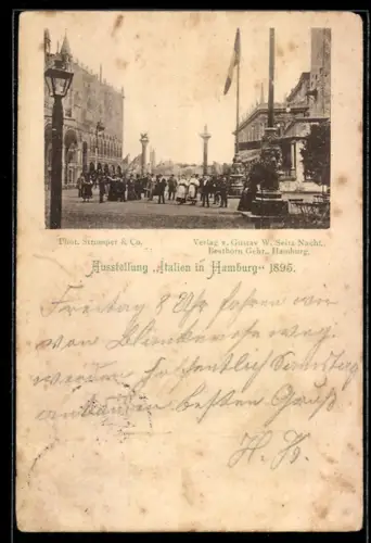 Vorläufer-AK Hamburg, Ausstellung Italien in Hamburg 1895, nachgestellter Markusplatz mit Dogenpalast
