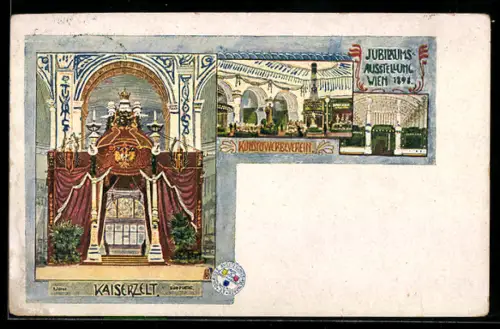 Künstler-AK Wien, Jubiläums-Ausstellung 1898, Kaiserzelt, Kunstgewerbeverein, Jugendstil