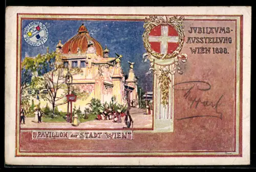 Künstler-AK Philipp + Kramer: Wien, Jubiläums-Ausstellung 1898, Pavillon der Stadt Wien