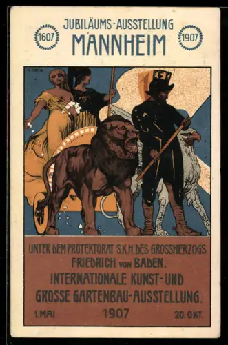 AK Mannheim, Int. Kunst- und Gartenbauausstellung 1907
