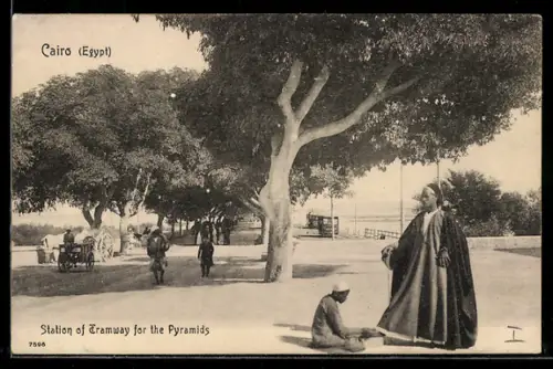 AK Cairo, Station of Tramway for the Pyramids