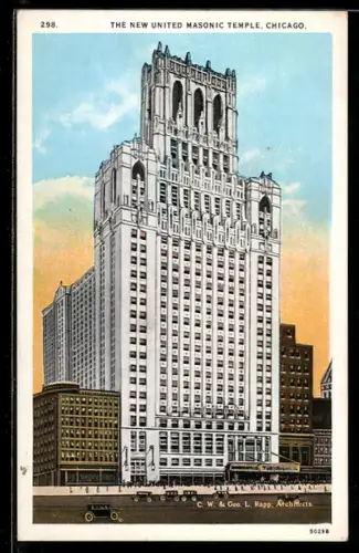 AK Chicago, IL, The New United Masonic Temple