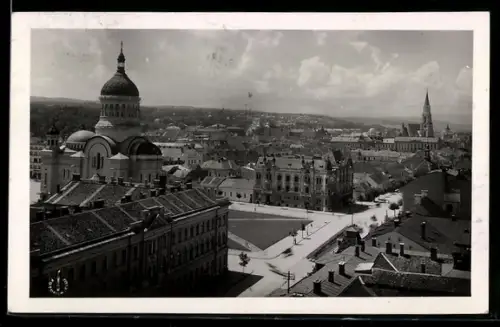 AK Cluj, Stadtpanorama mit orthodoxer Kathedrale