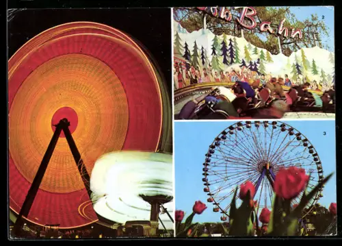 AK Berlin, Kulturpark Berlin, Riesenrad, Bobbahn