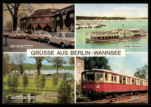 AK Berlin-Wannsee, S-Bahnhof Wannsee, Grosser Wannsee, Anlegestelle Wannsee, S-Bahn