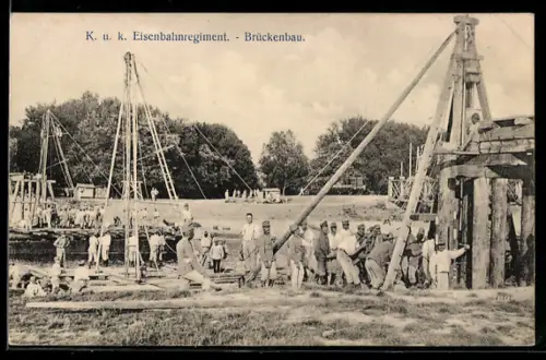 AK Korneuburg, K.u.K. Eisenbahnregiment, Brückenbau