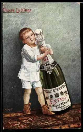 AK Unsere Lieblinge, Reklame für Matheus Müller Extra
