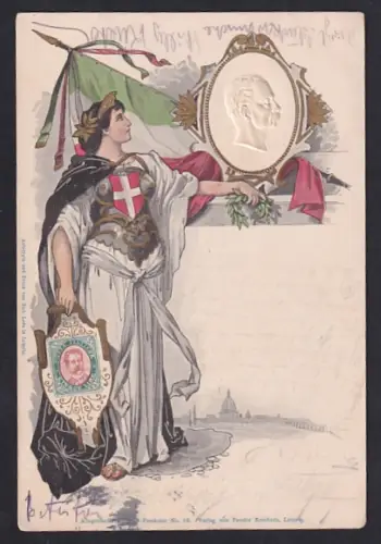 AK Italia mit Briefmarke, König Umberto von Italien
