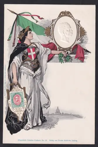 AK Italia mit Briefmarke, König Umberto von Italien