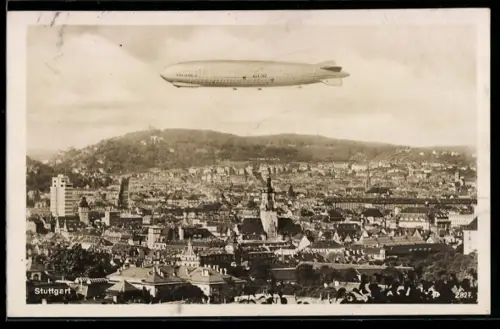 AK Stuttgart, Zeppelin LZ 127 auf der Fahrt
