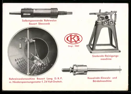 AK Köln, Achema 1934, Maschinenfabrik Kärger AG Berlin, Rohrwalze, Kesselrohr-Enwalz- u. Bördelmaschine
