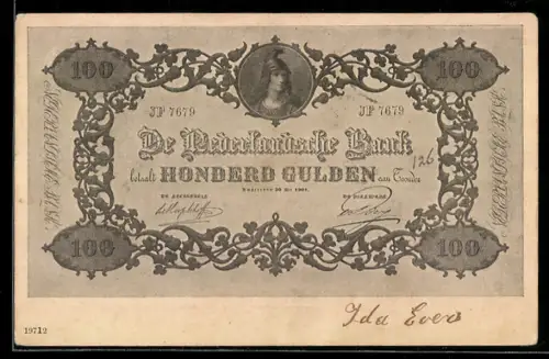 AK De Nederlandsche Bank betaalt..., Honderd Gulden, Geldschein