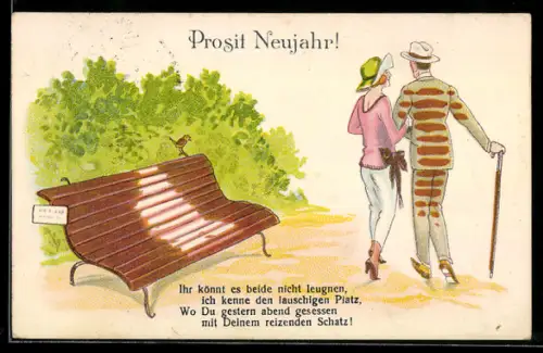 AK Paar verlässt seine Parkband, Mann hat nun Farbstreifen am Rücken