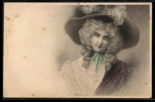 Künstler-AK Wichera: Frau mit Hut