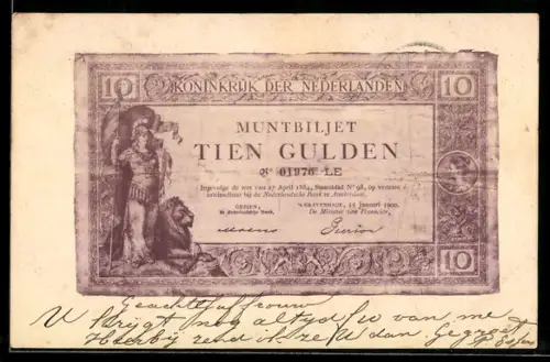 AK Zehn niederländische Gulden-Schein, tien Gulden