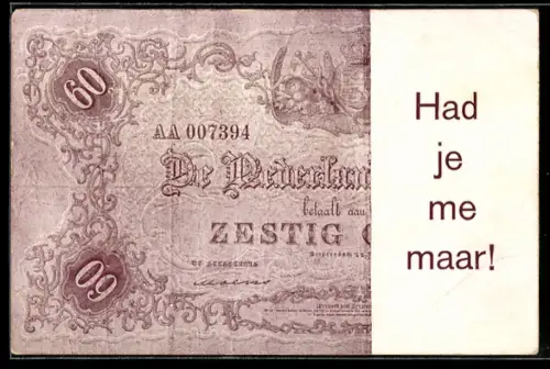 AK Sechzig niederländische Gulden-Schein