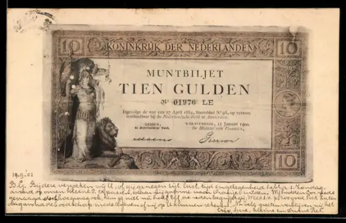 AK Zehn niederländische Gulden-Schein, Tien Gulden