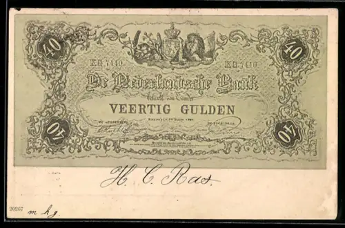 AK Vierzig niederländische Gulden-Schein, Veertig Gulden