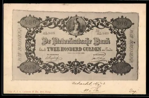 AK Zweihundert niederländische Gulden-Schein