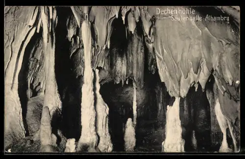AK Iserlohn, Ansicht der Säulenhalle Alhambra in der Dechenhöhle
