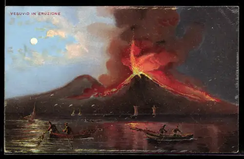 Künstler-AK Napoli, Vesuvio in eruzione, Vulkan