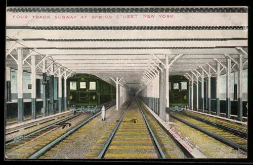 AK New York, Four Track Subway at Spring Street