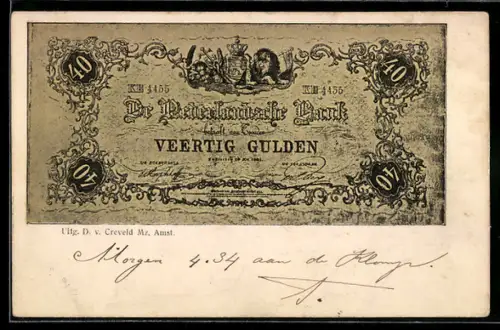 AK De Nederlandsche Bank betaalt..., 40 Gulden-Geldschein