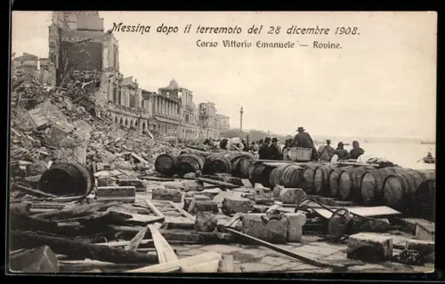 AK Messina, Corso Vittorio Emanuele, Rovine, nach dem Erdbeben 1908