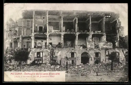 AK Messina, Erdbeben 1908, Dettaglio delle case diroccate