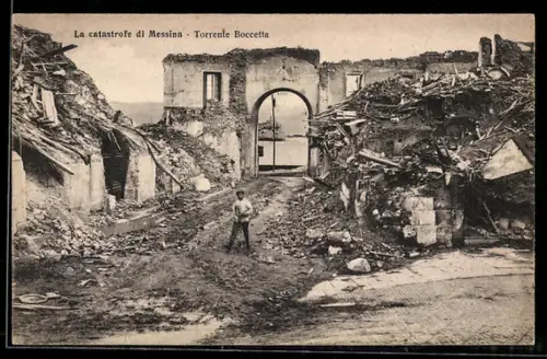 AK Messina, La catastrofe, Torrente Boccetta, Erdbeben