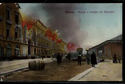AK Messina, Rovine e incendio del Municipio, Erdbeben
