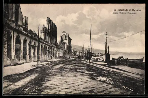 AK Messina, La catastrofe, Corso Vittorio Emanuele, Erdbeben