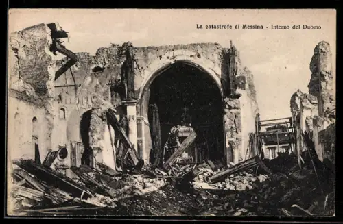 AK Messina, Interno del Duomo, Erdbeben
