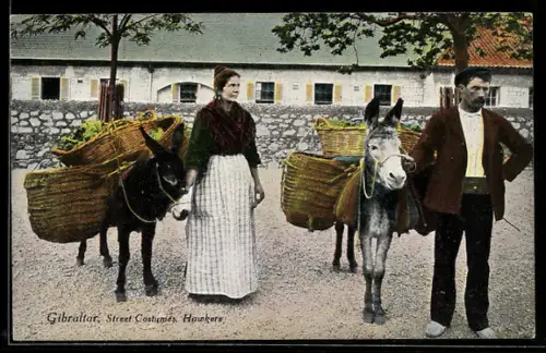 Künstler-AK Gibraltar, Street Costumes, Hawkers