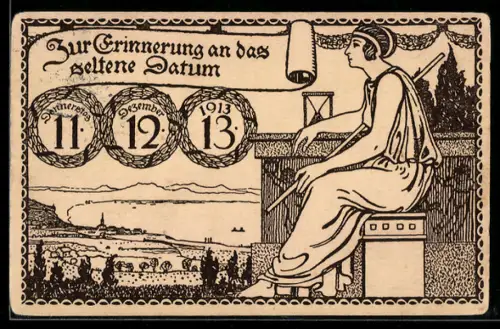 Künstler-AK Zur Erinnerung an das seltene Datum 11.12.13