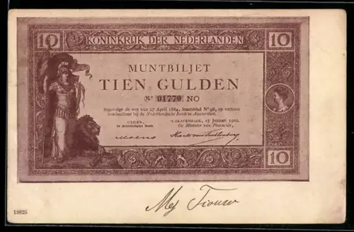 AK Koninkrijk der Nederlanden, Tien gulden, 10 Gulden Geldschein