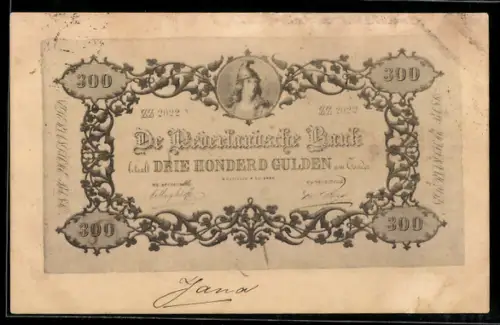 AK De Nederlandsche Bank betaalt Honderd Gulden..., Geldschein, Ornamente