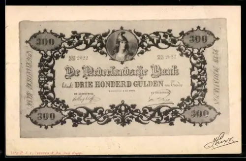 AK De Nederlandsche Bank betaalt aan Toonder Drie Hondert Gulden, Geldschein