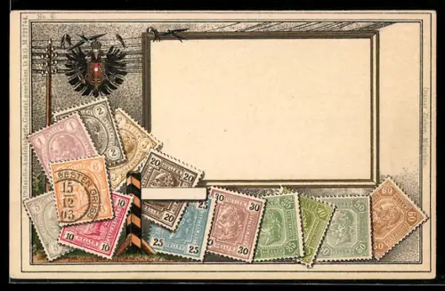 AK Briefmarken und Wappen des Deutschen Reiches
