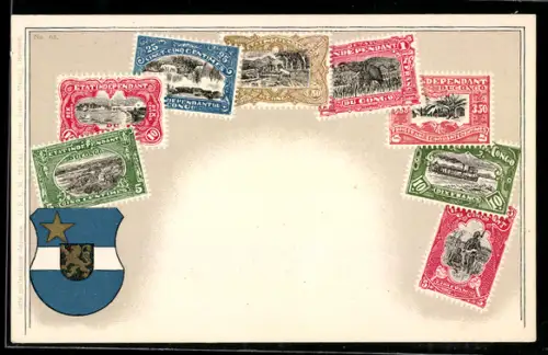 AK Kongo, Briefmarken, Wappen