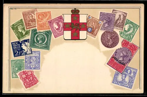 AK Wappen und Briefmarken von New South Wales