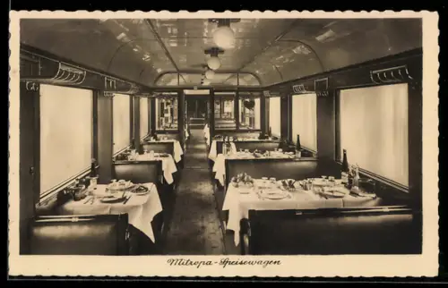 AK Mitropa-Speisewagen, Eisenbahn