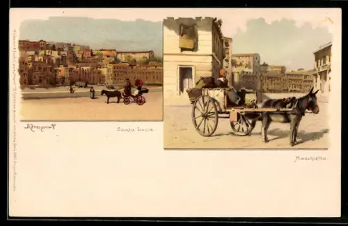 Lithographie Napoli, Santa Lucia, Macchietta