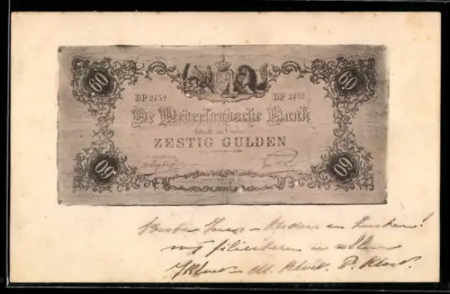 AK Niederländischer Geldschein über 60 Gulden