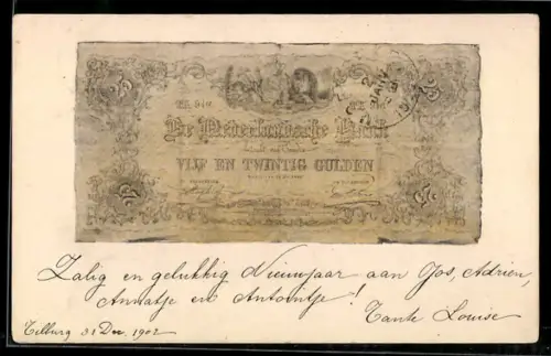 AK Niederländischer Geldschein über 25 Gulden
